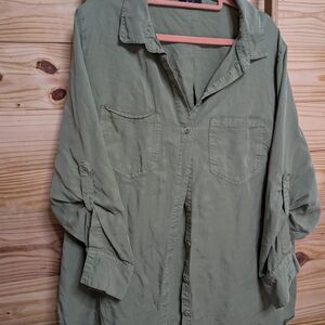 Velvet Heart Olive Green Button-Up Top